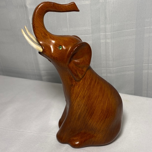 Cute Retro Elephant c1960s Vintage Elephant in Faux Wood - Picture 4 of 14